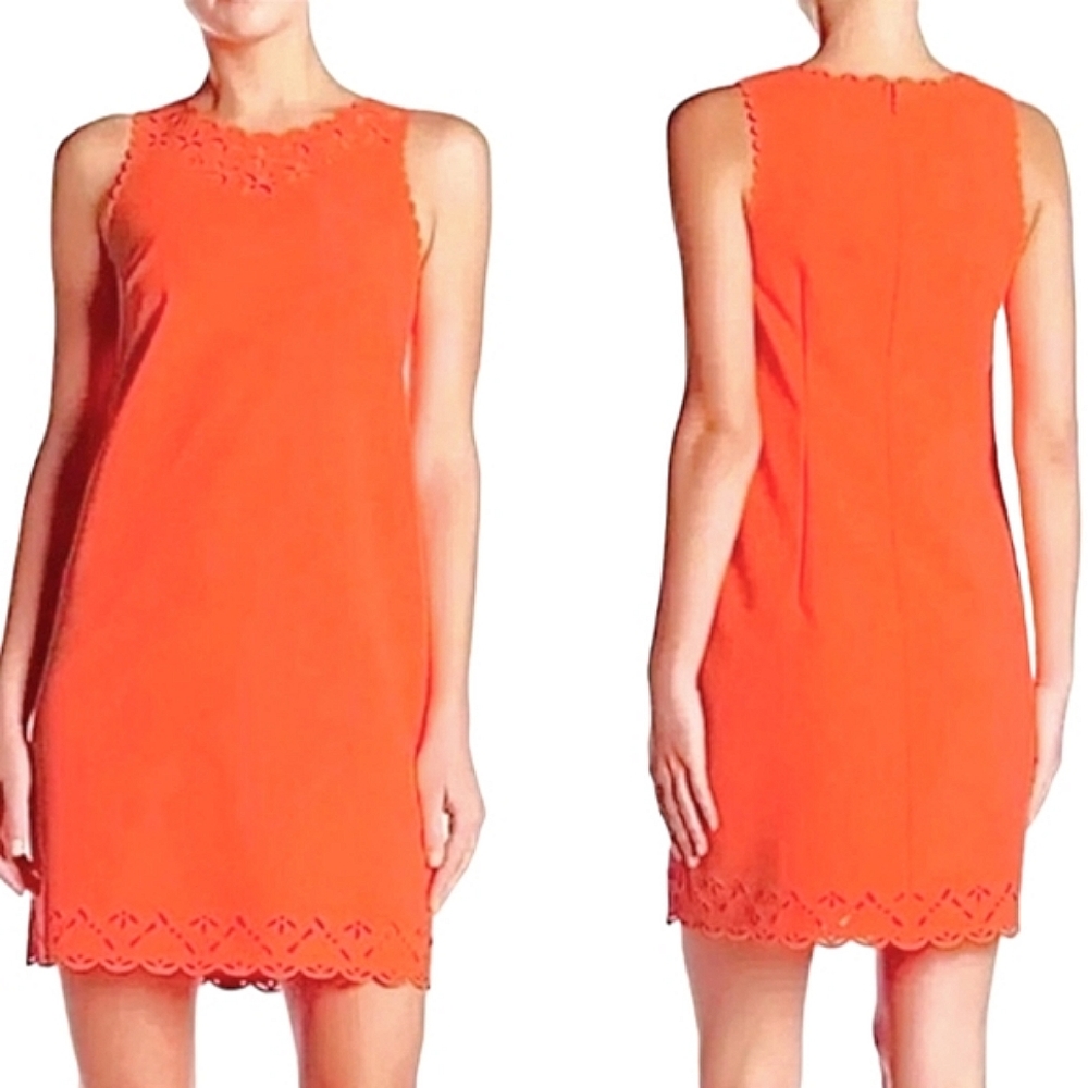 J. Crew Factory Orange Lazer-Cut Shiftdress - Picture 1 of 10